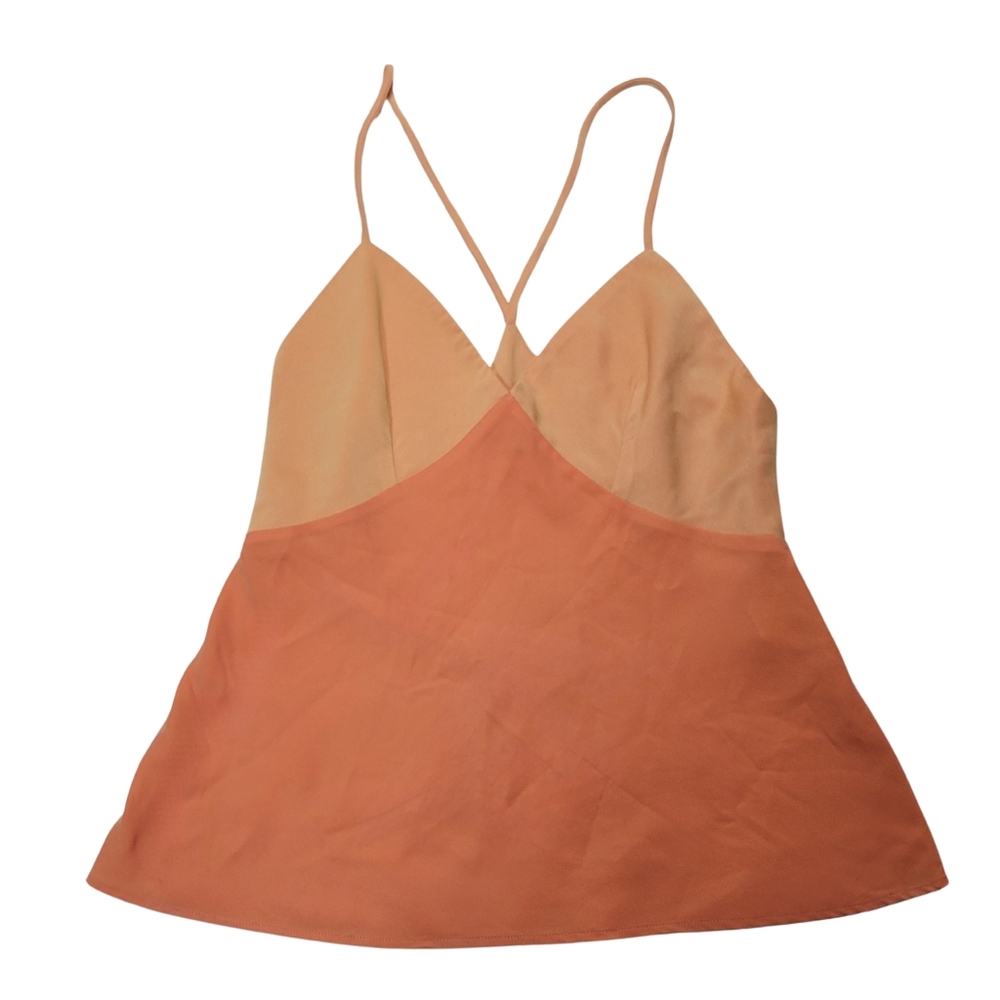 Vtg Babydoll Cami Top Womens S Orange Y2K Coquette Preppy Fairy Grunge Whimsy